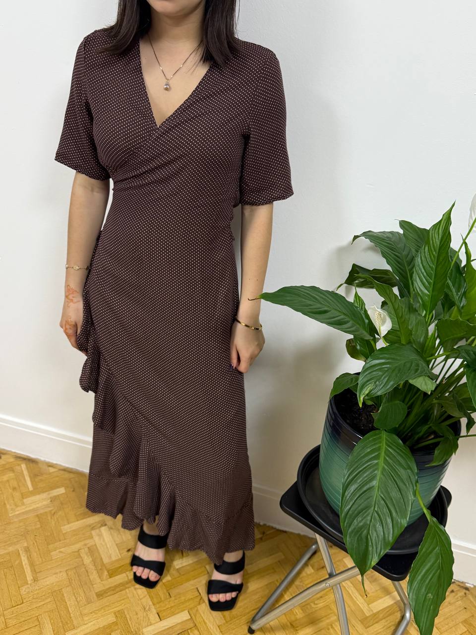 Mocha Polka Dot Dress