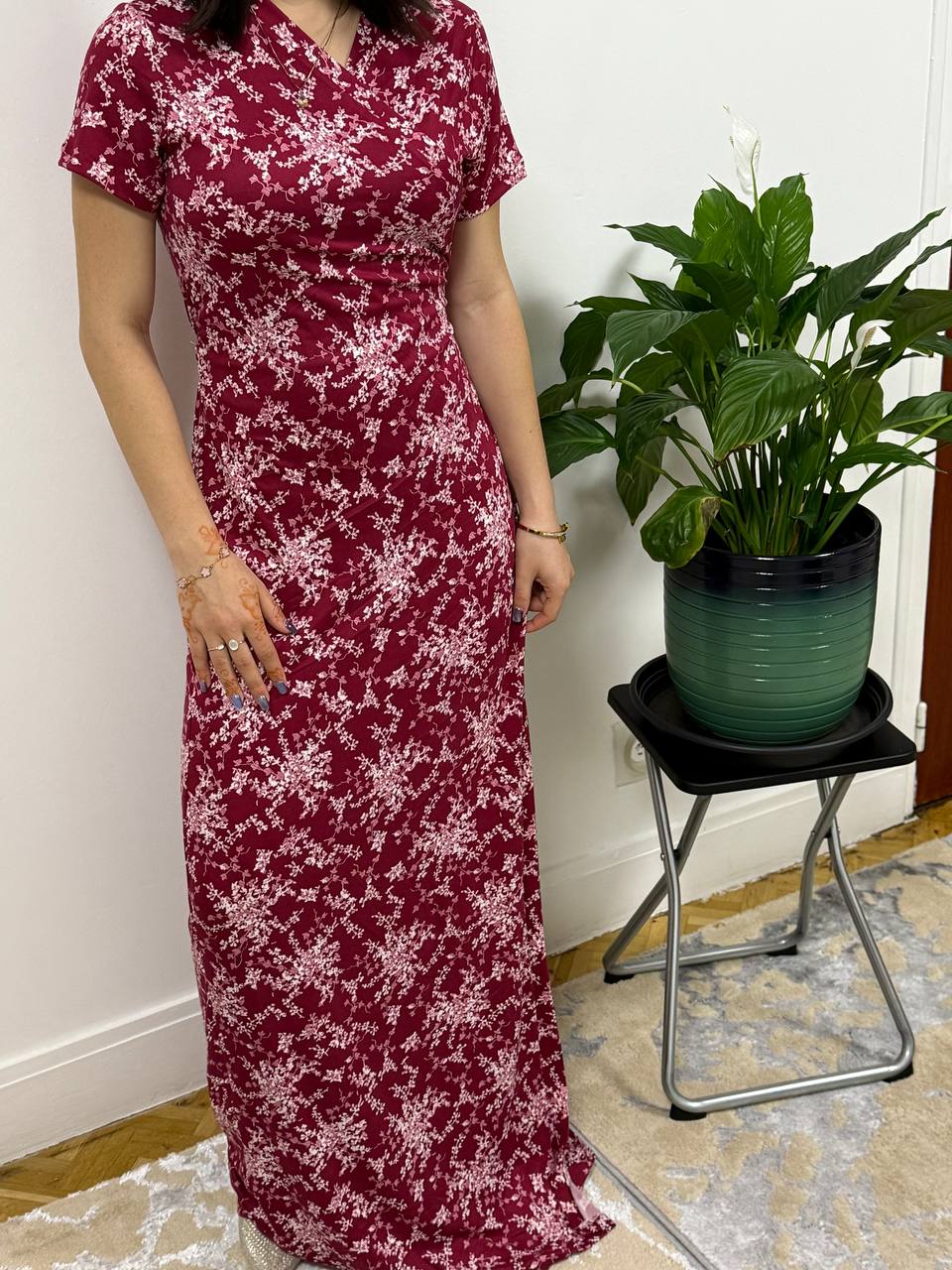 Burgundy Floral Dress