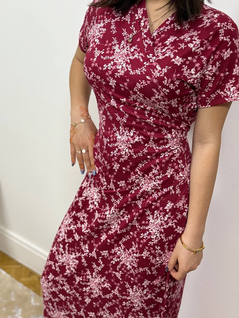 Burgundy Floral Dress